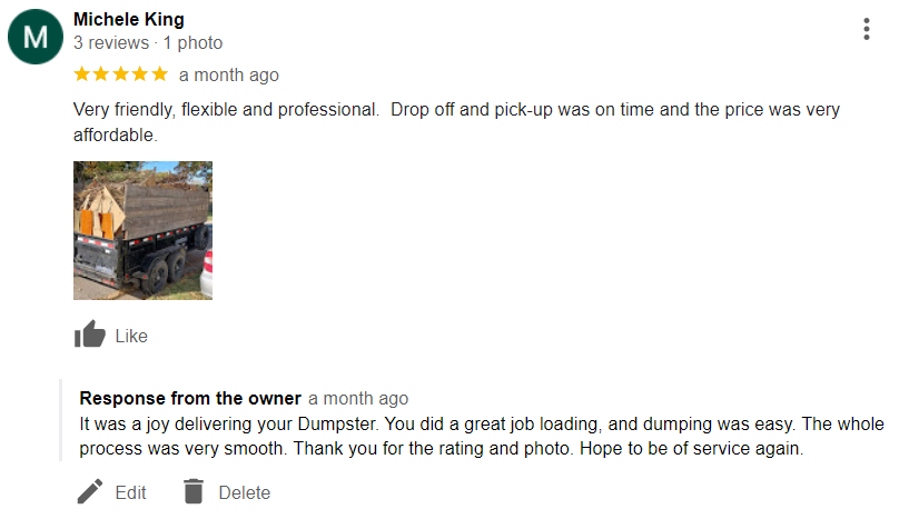 dumpster rental google review Miami County Kansas dumpster rental google review Miami County Kansas